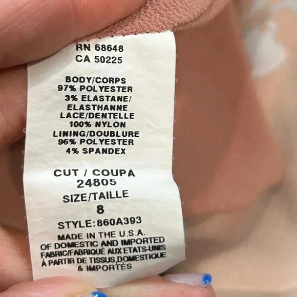 ABS Allen Schwartz Orange Floral Printed Slip Gown with Contrast Lace. Size 8. - Picture 12 of 13